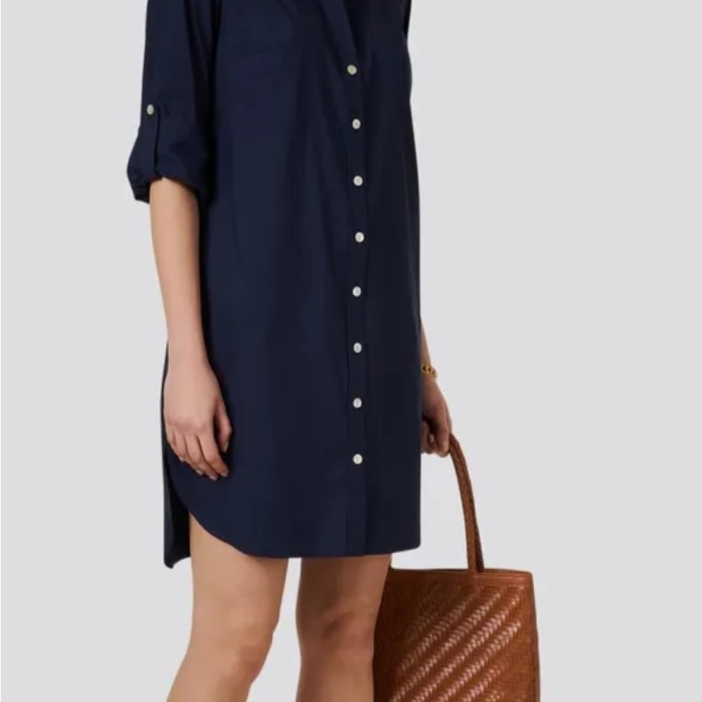 $360 Finley Women's Blue Roll-Tab Button-Front Alex Shirt Dress Size XS